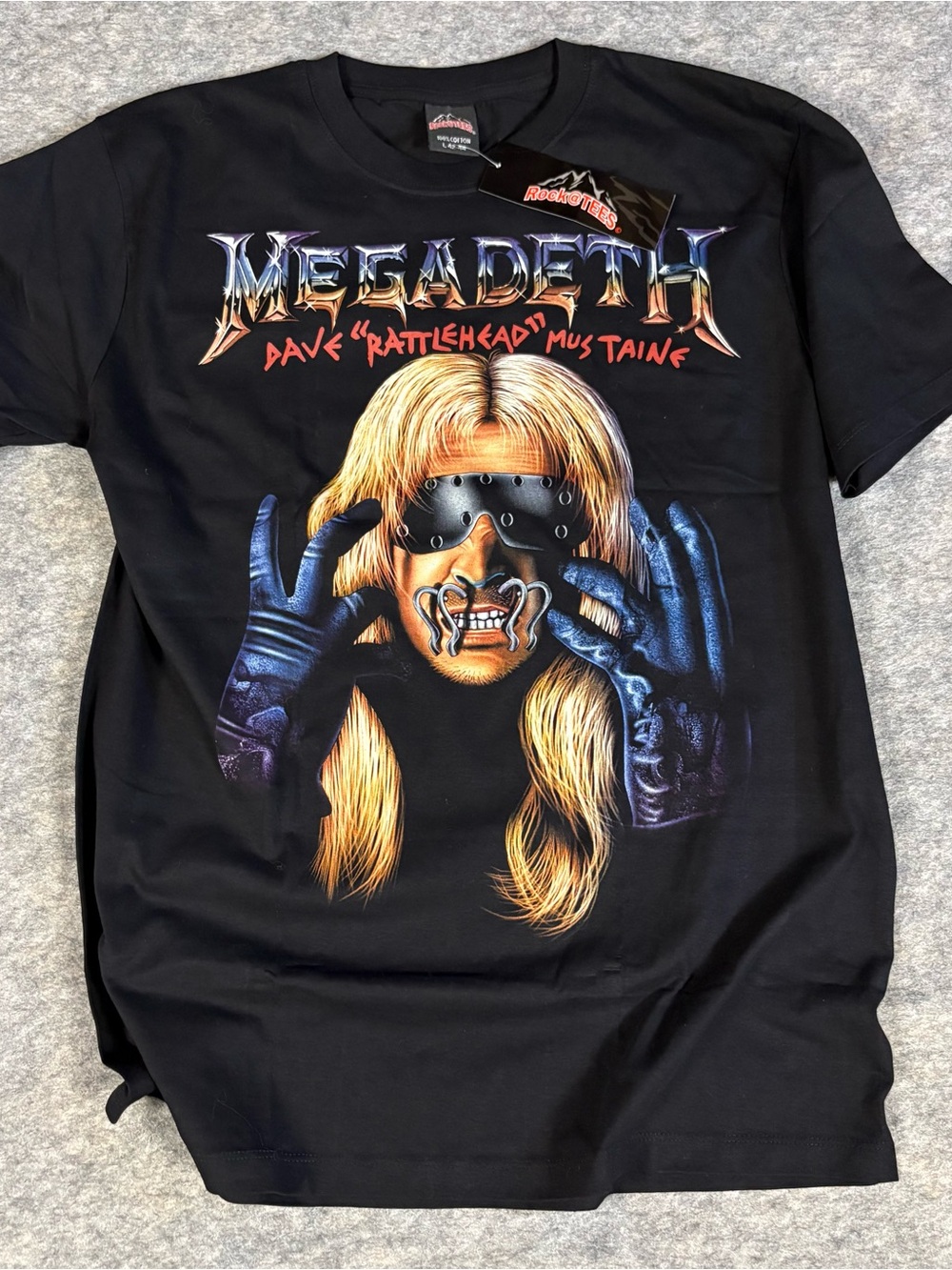 Megadeth Dave "Rattlehead" Mustaine Men's Graphic Print Black T-Shirt Large NWT